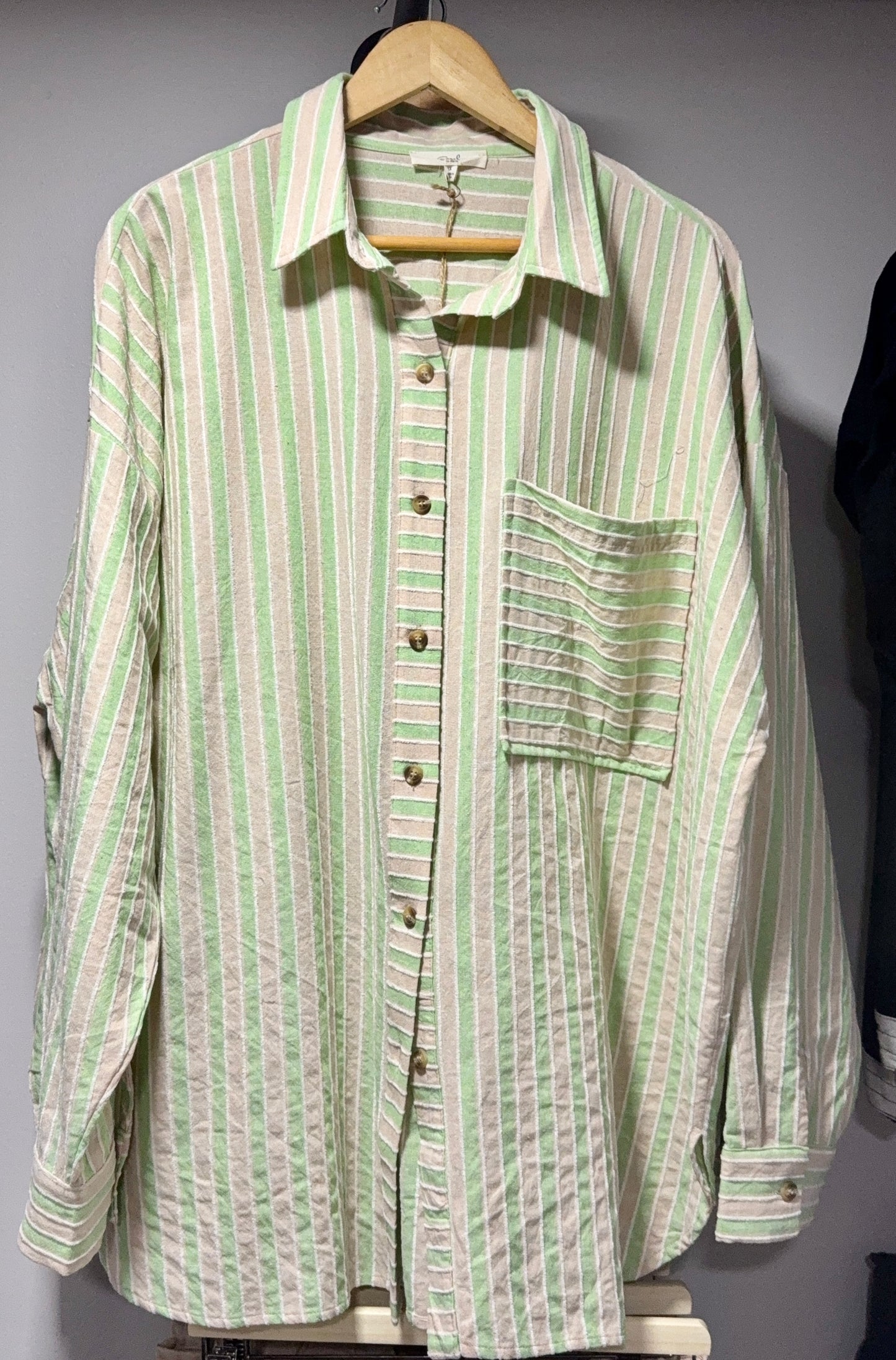 Hazel Stripe-Button Top
