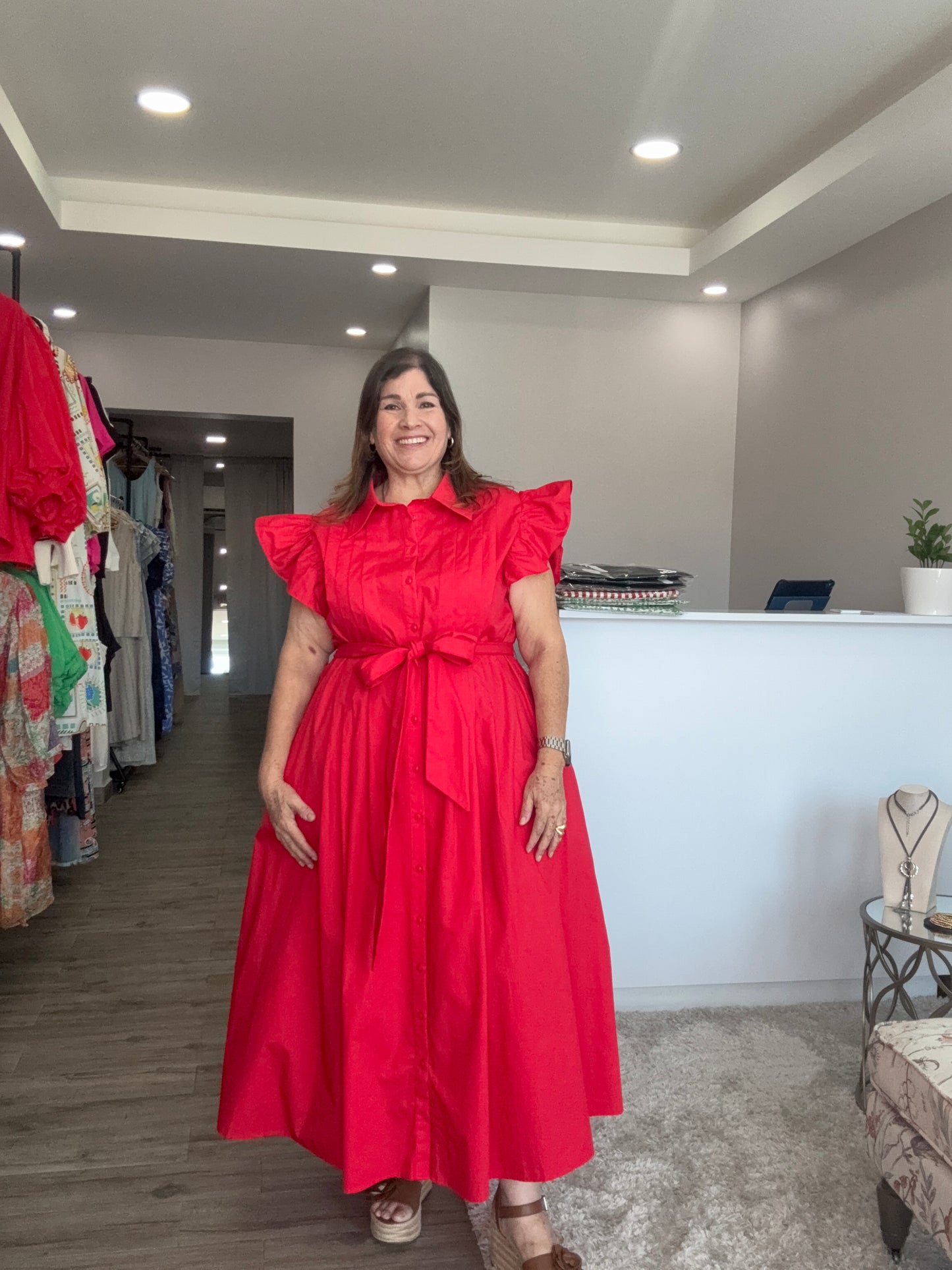 Yancy Red Midi Dress