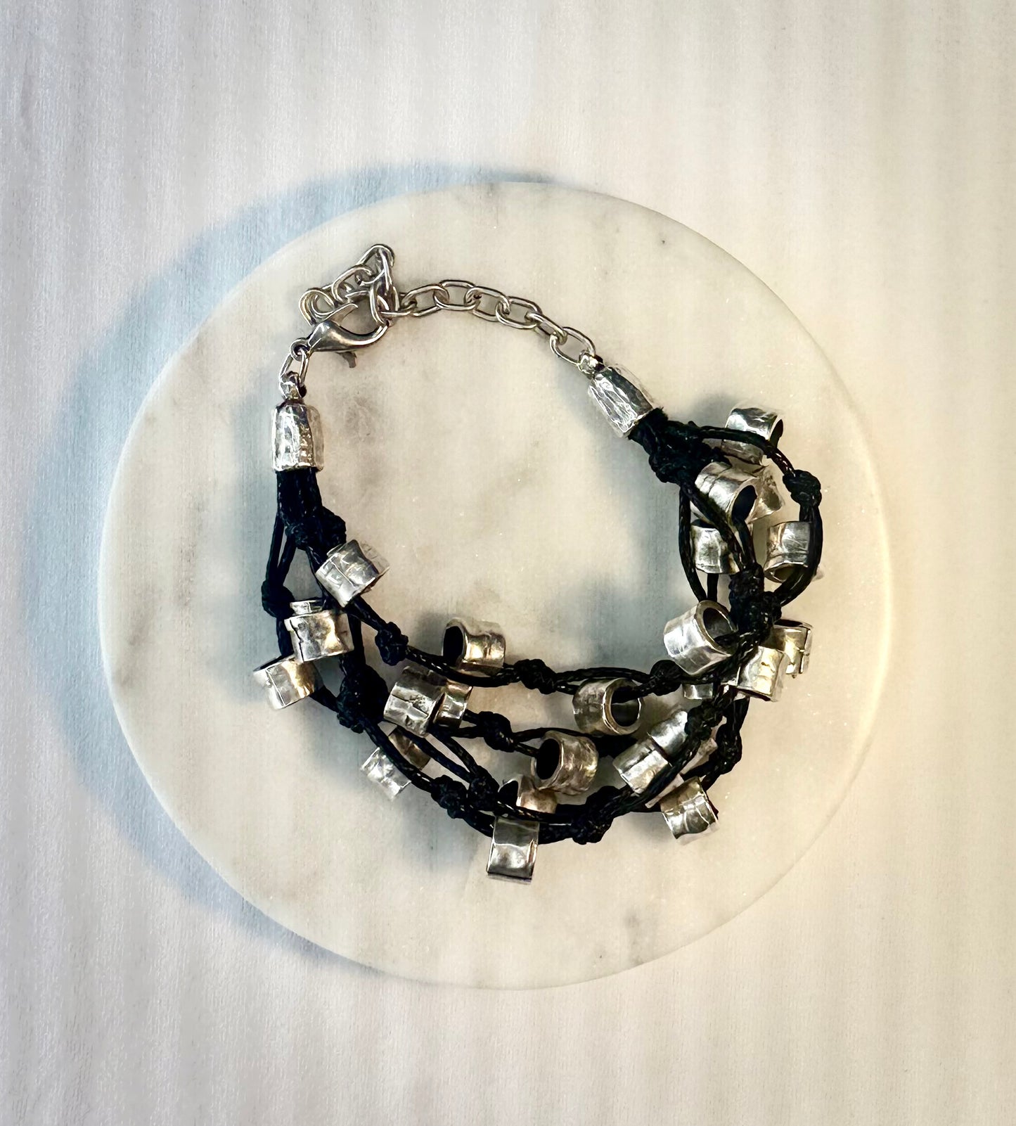 Silver Tubes Multi Strand Bracelet