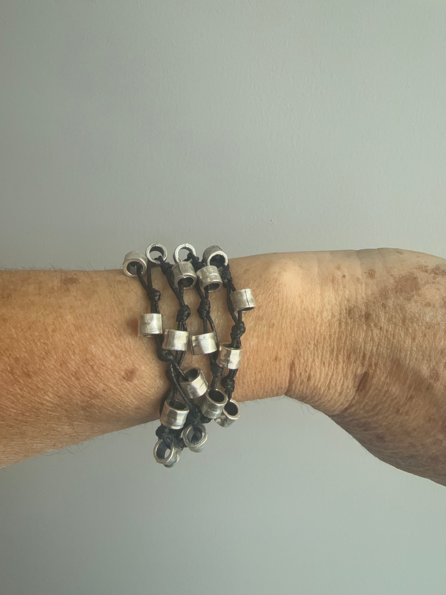 Silver Tubes Multi Strand Bracelet