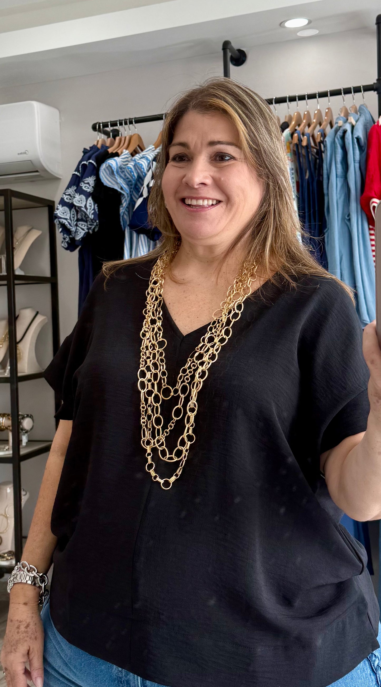 Multi-strand long necklace