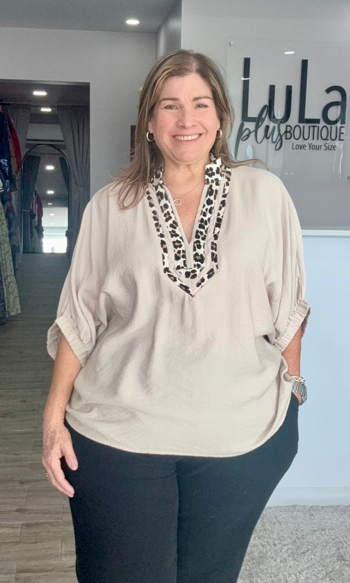 Barbara Leopard Collar Top