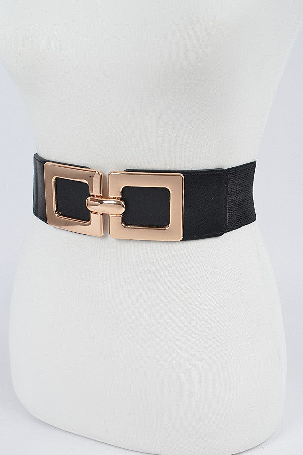 Shinny Square Buckle Elastic Belt