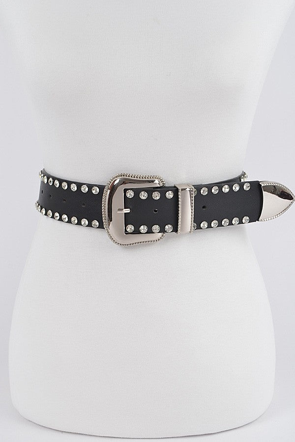 Rhinestone Trimmed Metal Belt