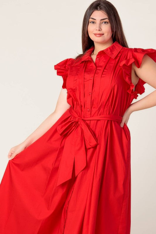 Yancy Red Midi Dress