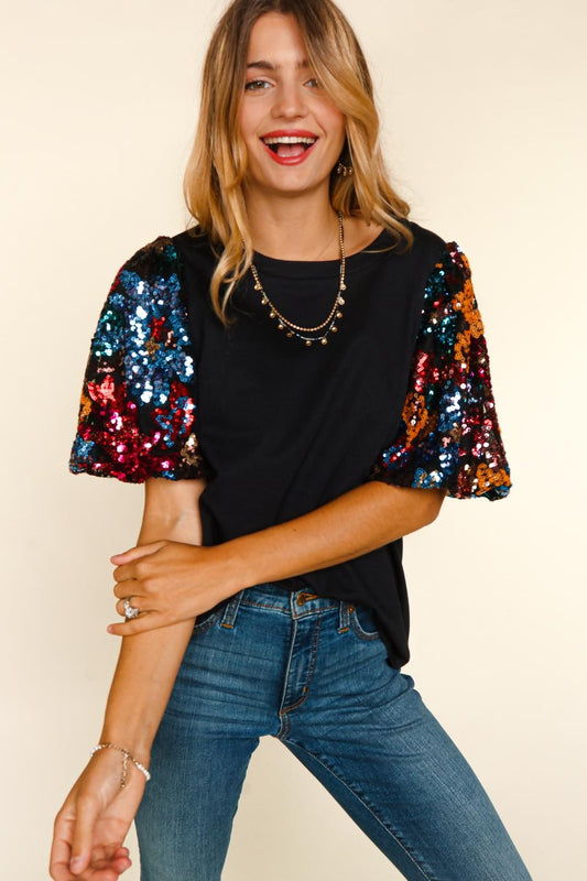 Sole Sequin Sleeves Top