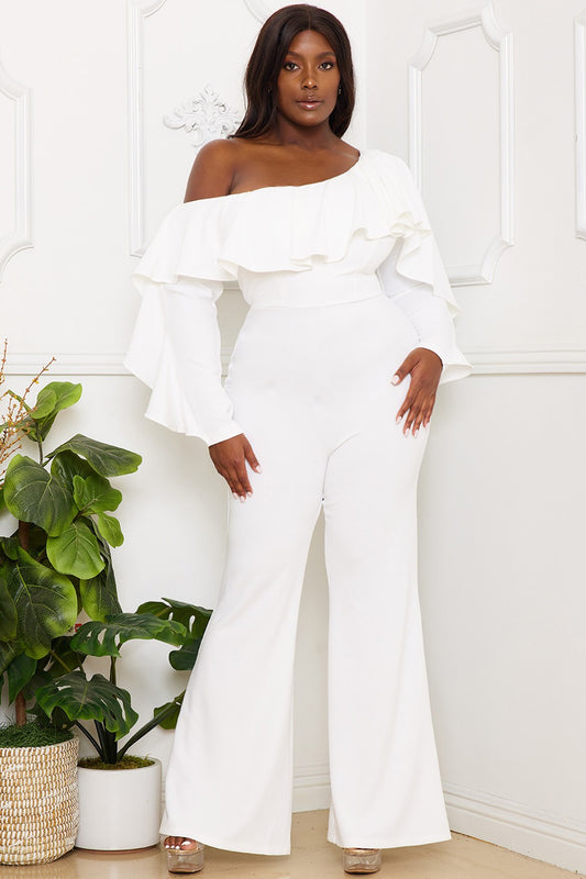 Ruffle One Shoulder Jumpsuit