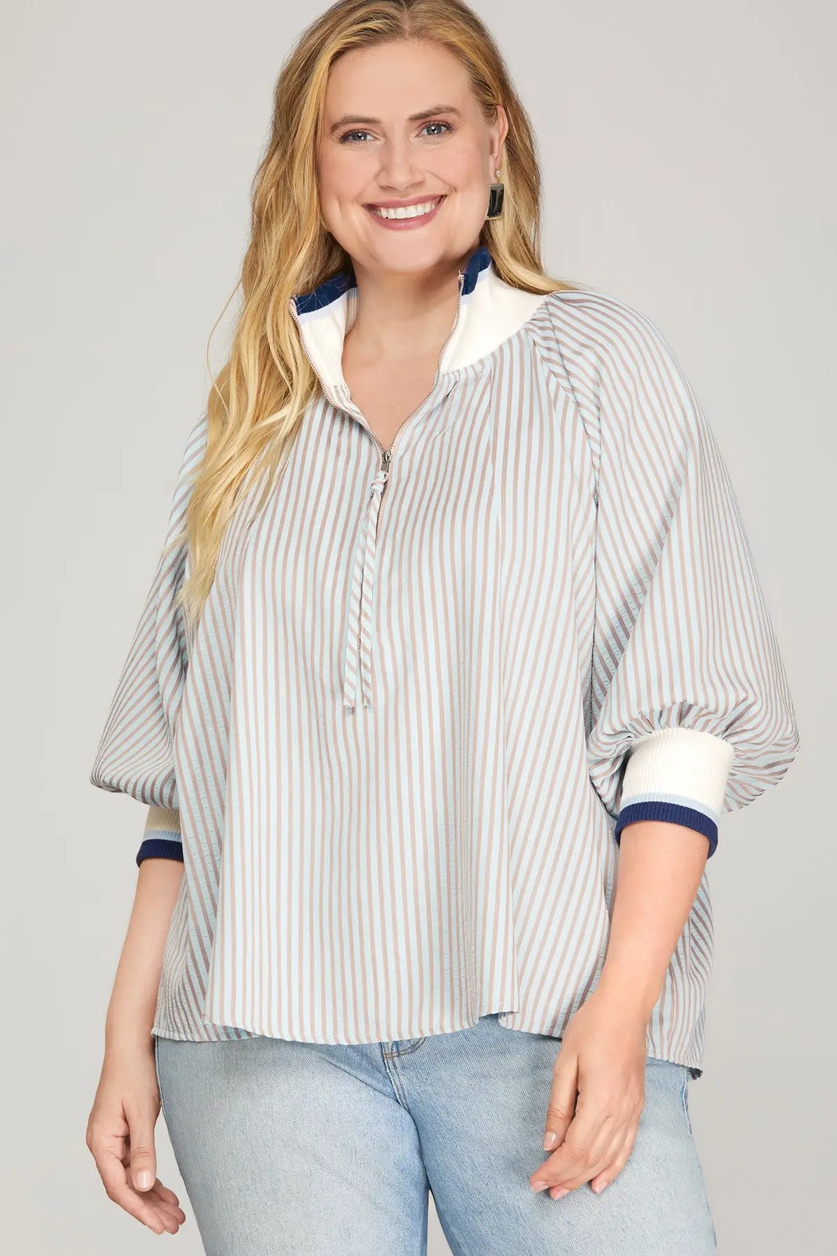 Sky Blue Zip-up Top