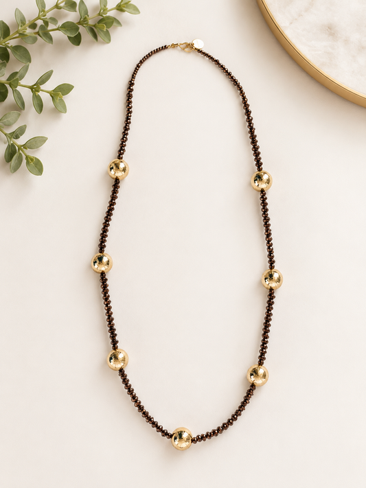 Brown Beads & Gold Necklace