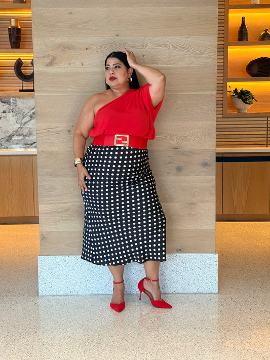 Polka Dots Satin Skirt