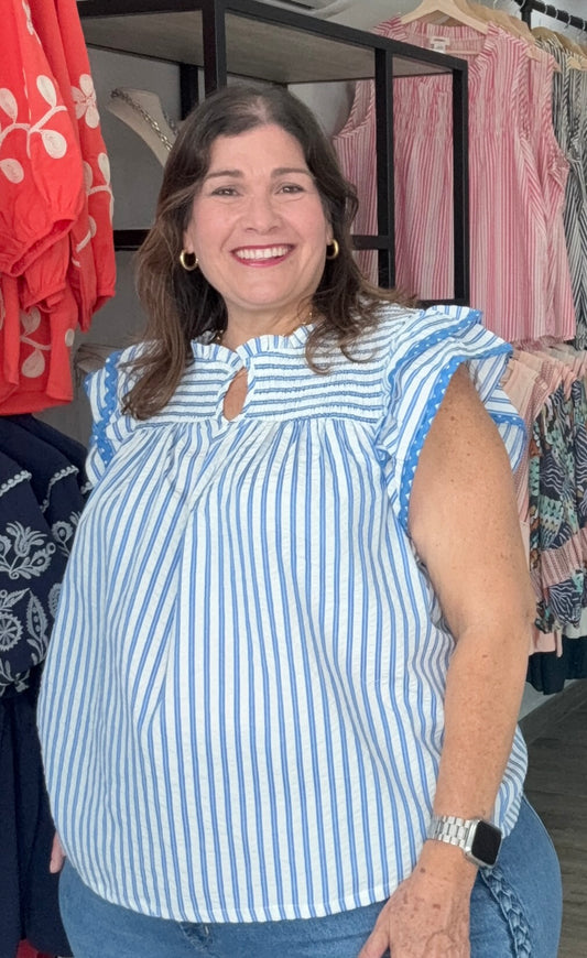 Ally Blue Striped Blouse
