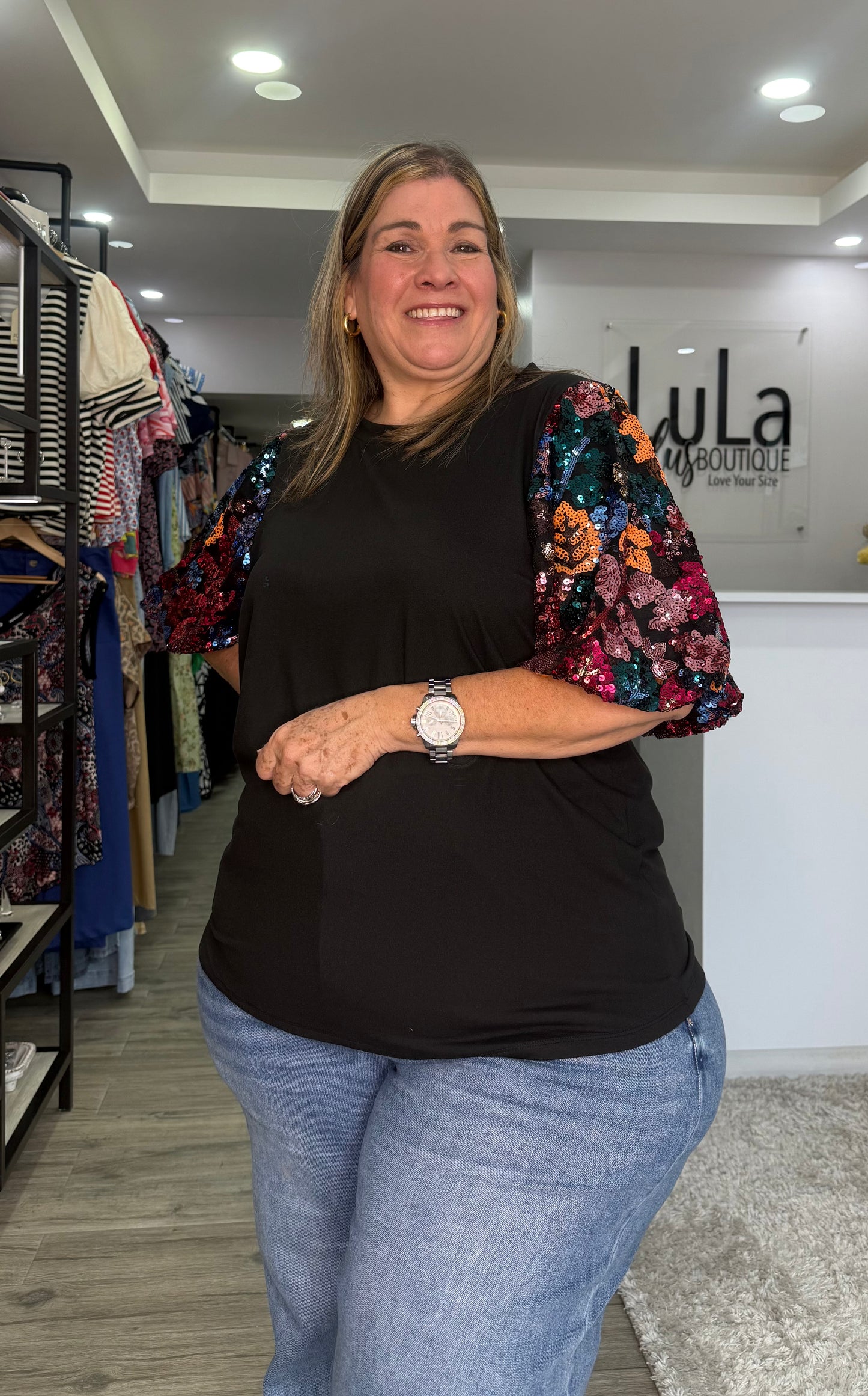 Sole Sequin Sleeves Top