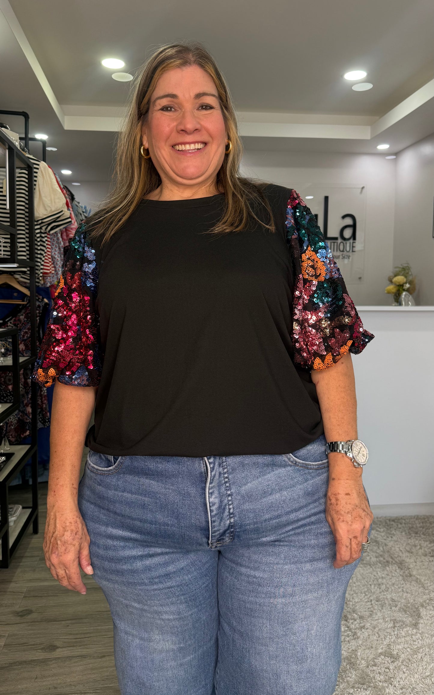 Sole Sequin Sleeves Top