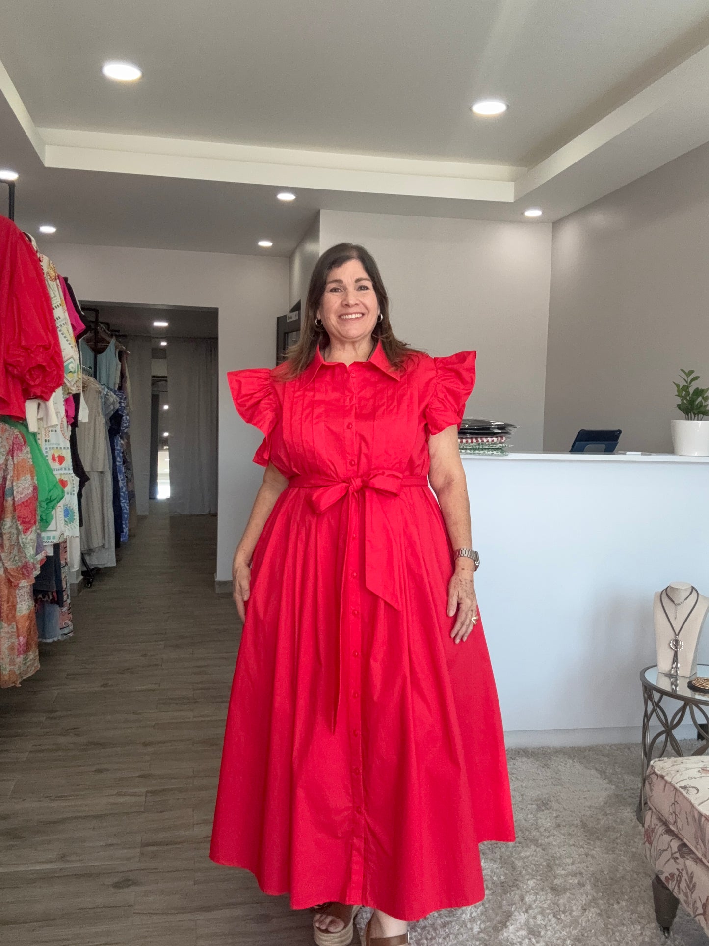 Yancy Red Midi Dress