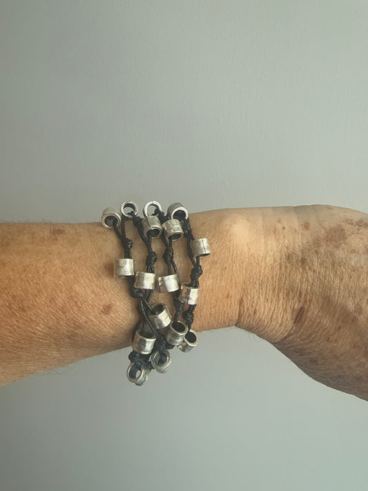 Silver Tubes Multi Strand Bracelet