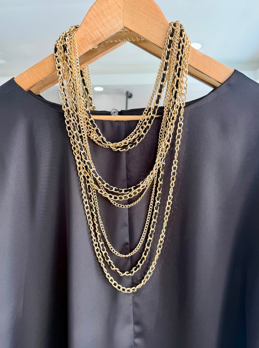 Black & Gold Multilayer Necklace