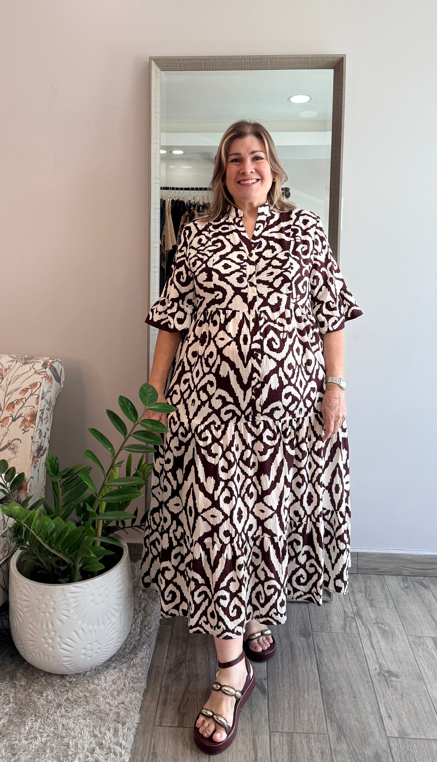 Chocolate Print Maxi Dress