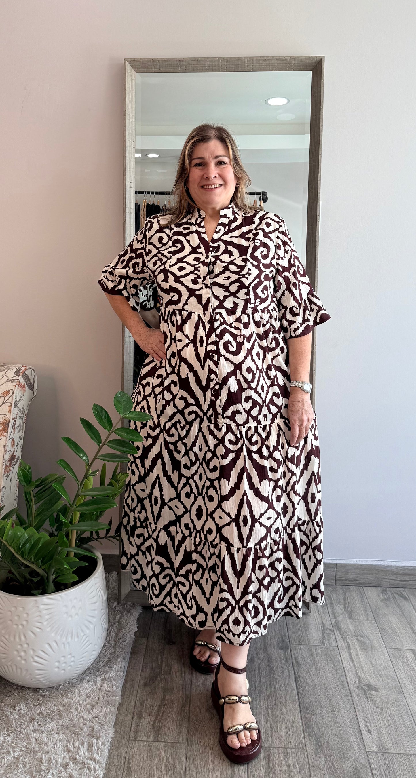 Chocolate Print Maxi Dress