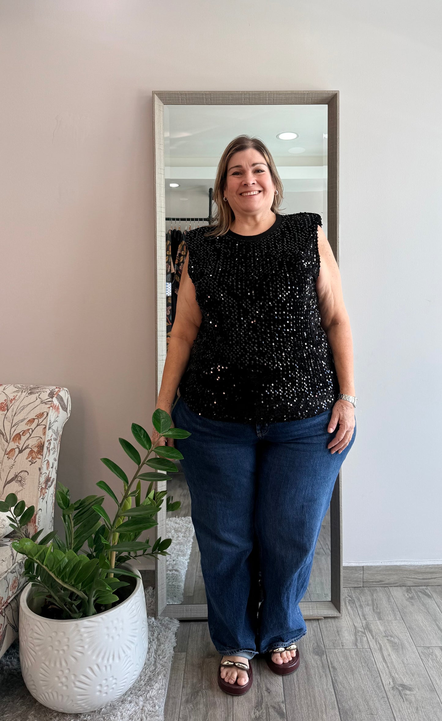 Muscle Sequin Top