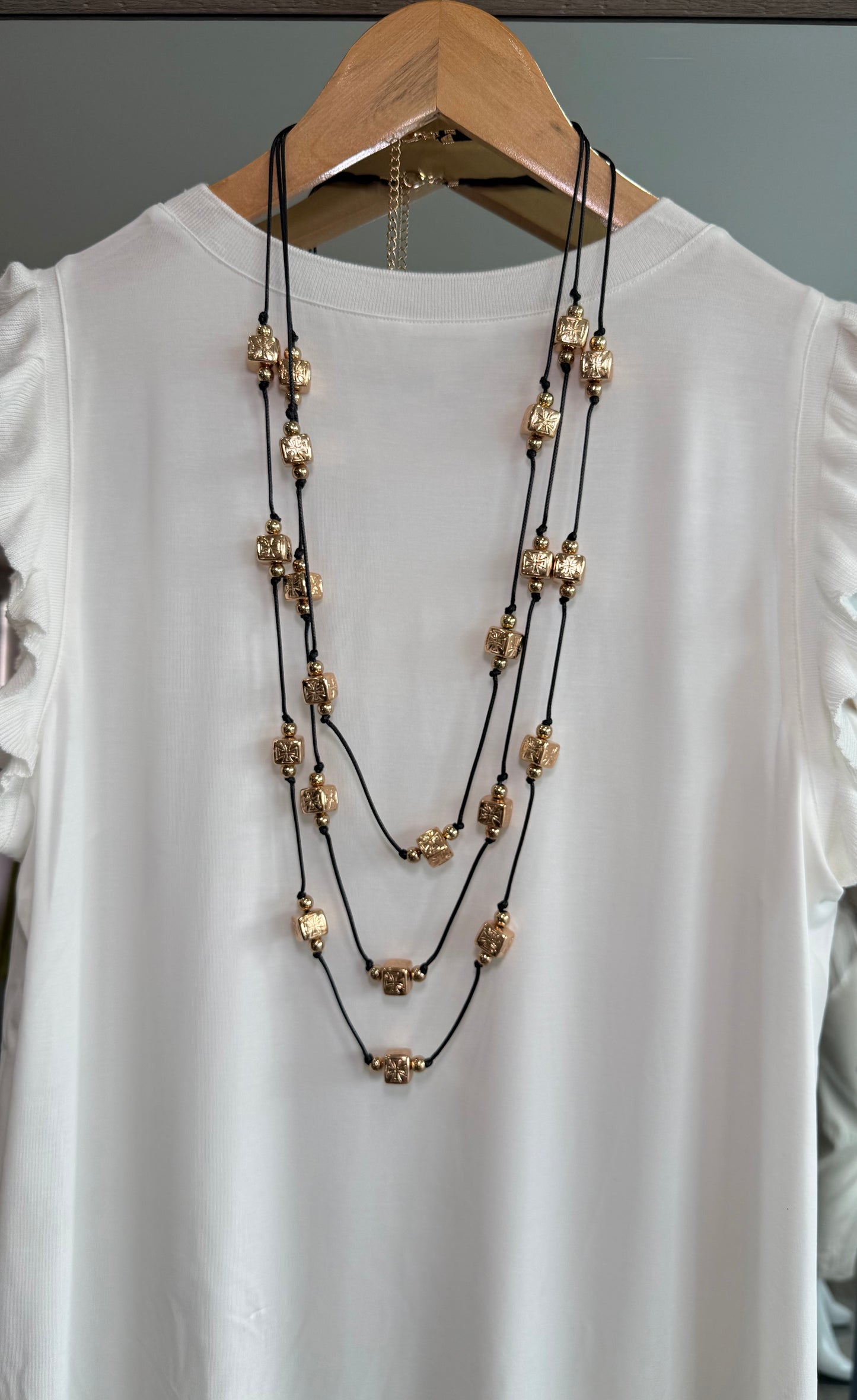 Squares Gold Long Necklace