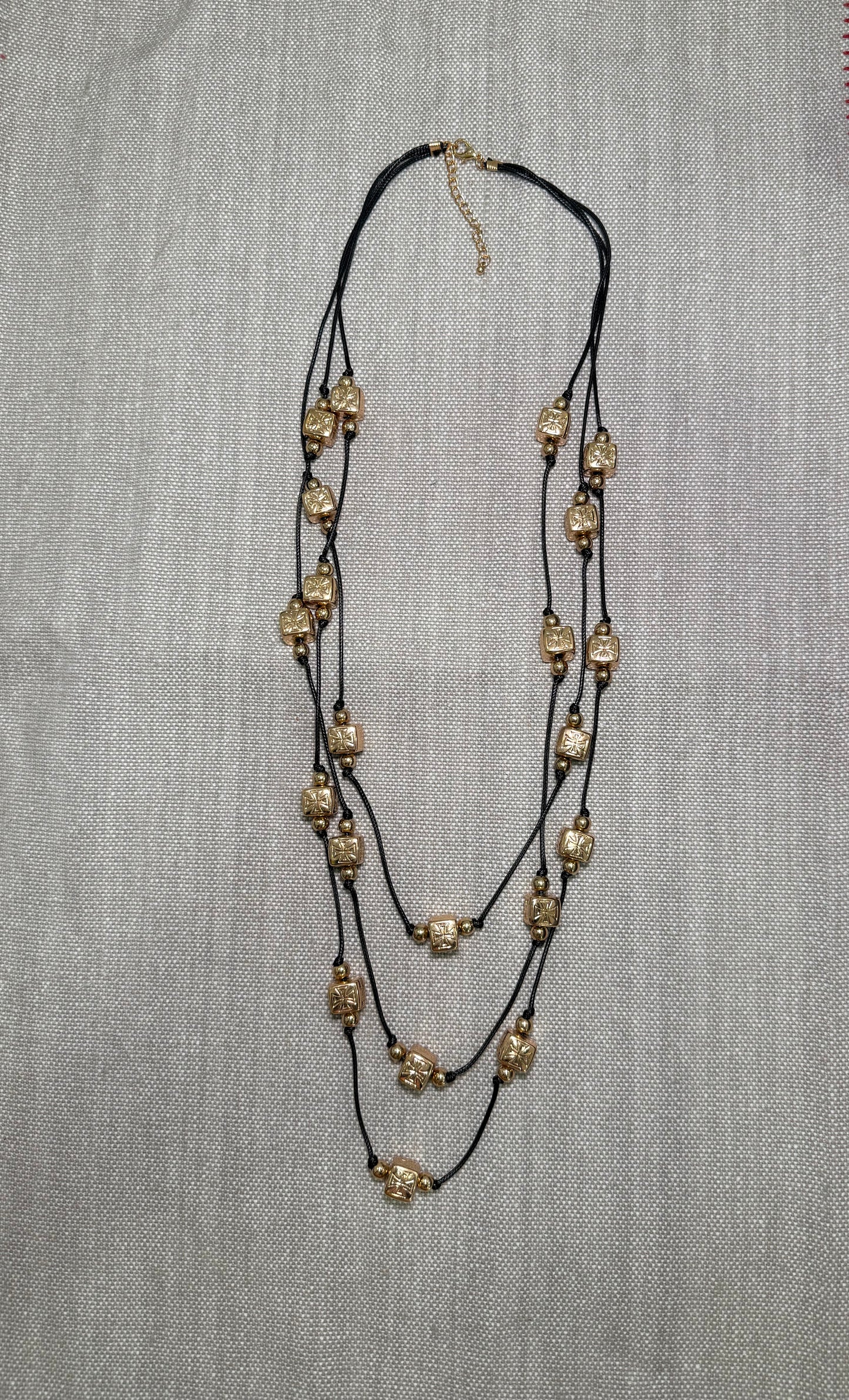 Squares Gold Long Necklace