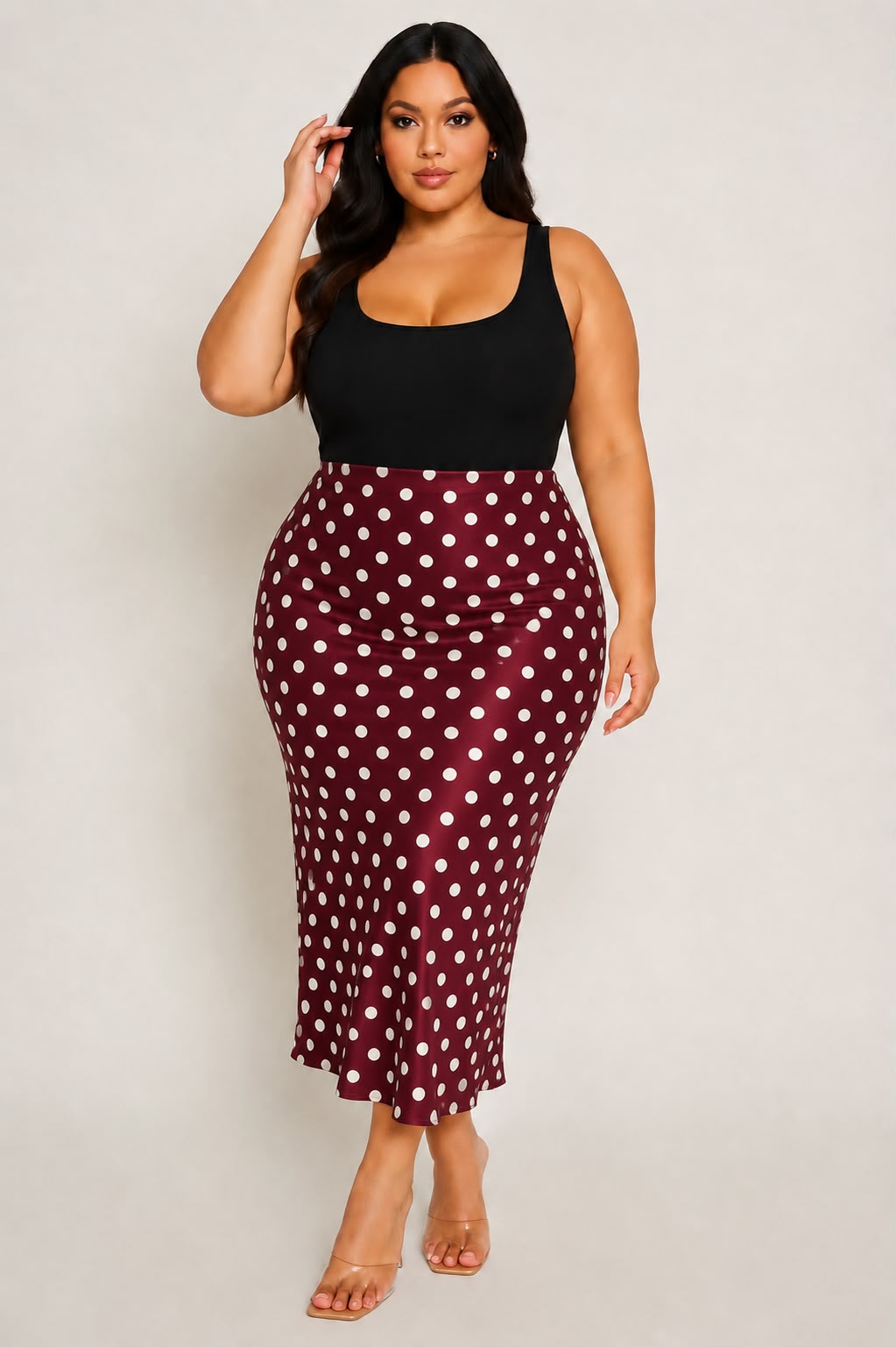 Polka Dots Satin Skirt