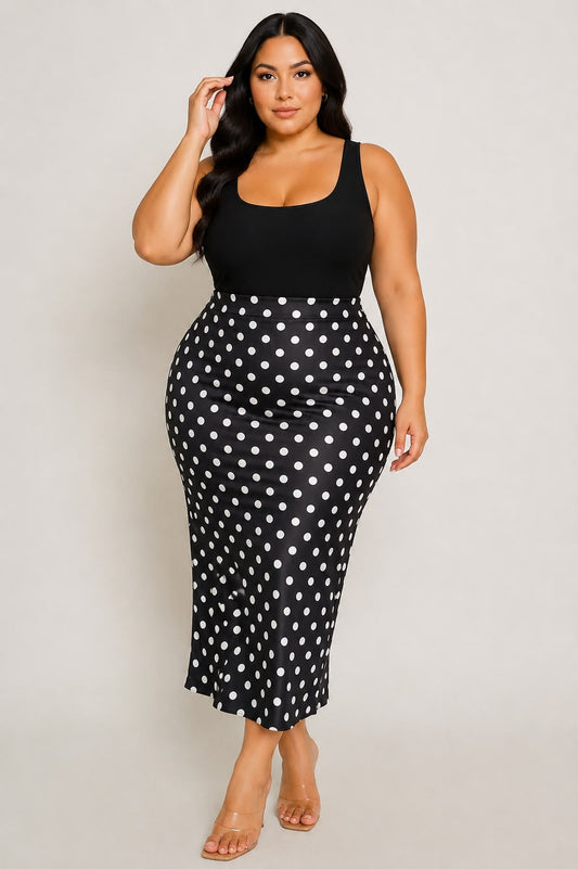 Polka Dots Satin Skirt