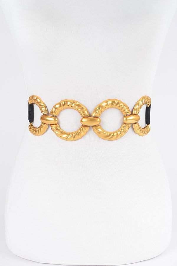 Gold Circles  Buckle Elastic Belt