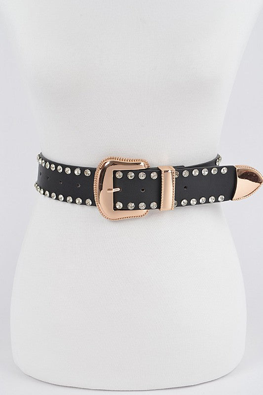 Rhinestone Trimmed Metal Belt