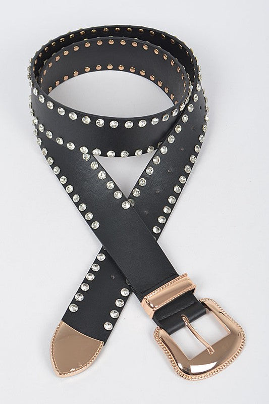 Rhinestone Trimmed Metal Belt