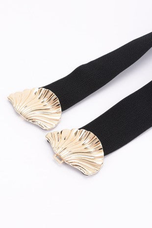 Double Metal Shell Buckle Elastic Belt