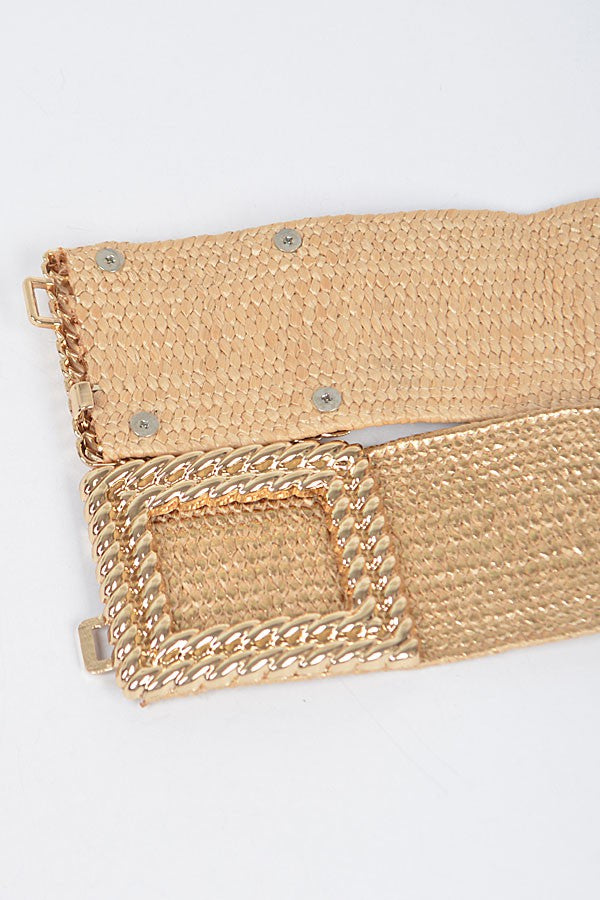Textured Double Buckle Elastic Belt