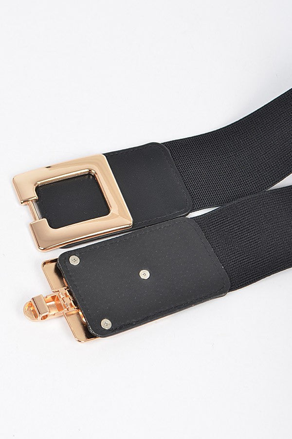 Shinny Square Buckle Elastic Belt