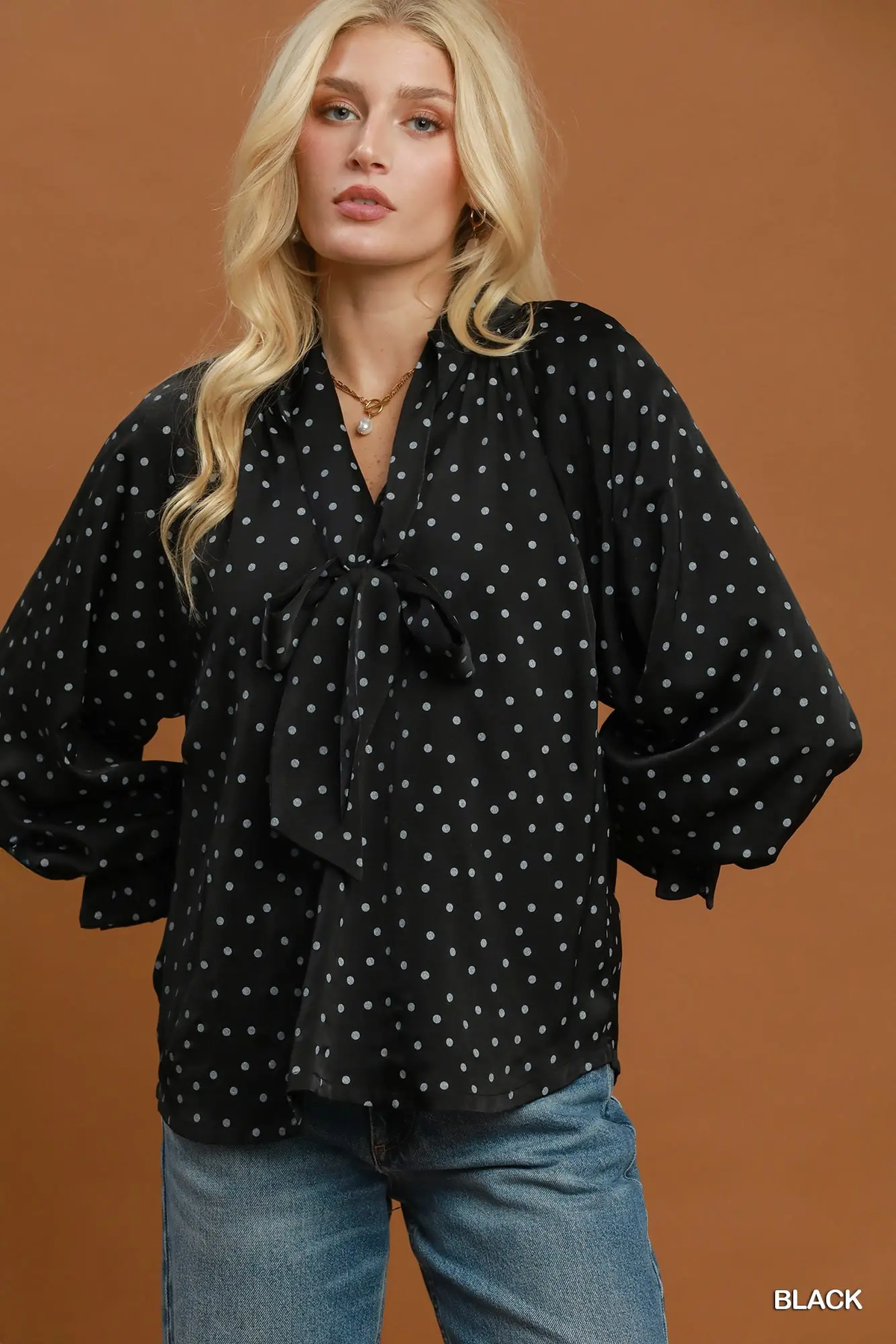 Lyne Black Polka Dots Blouse
