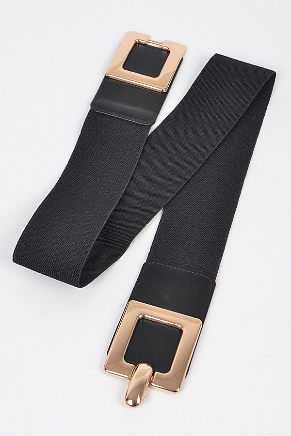 Shinny Square Buckle Elastic Belt
