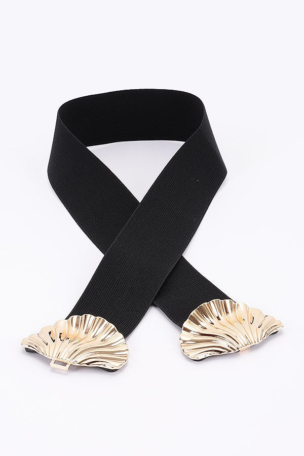 Double Metal Shell Buckle Elastic Belt