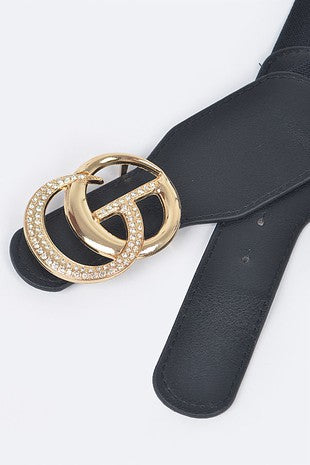 Rhinestones CG Buckle Elastic Belt