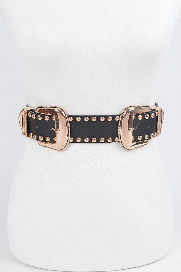 Studded Double Buckle Belt