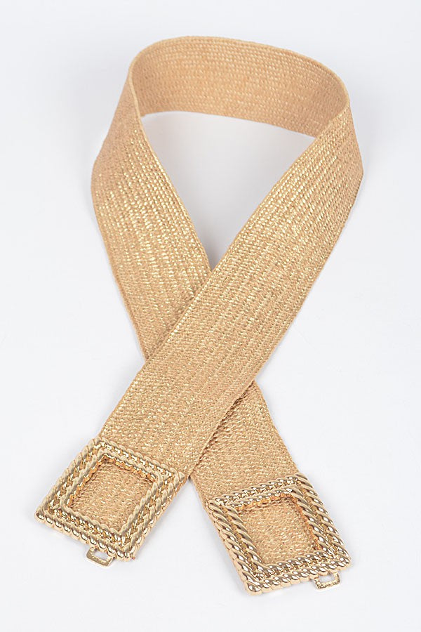 Textured Double Buckle Elastic Belt
