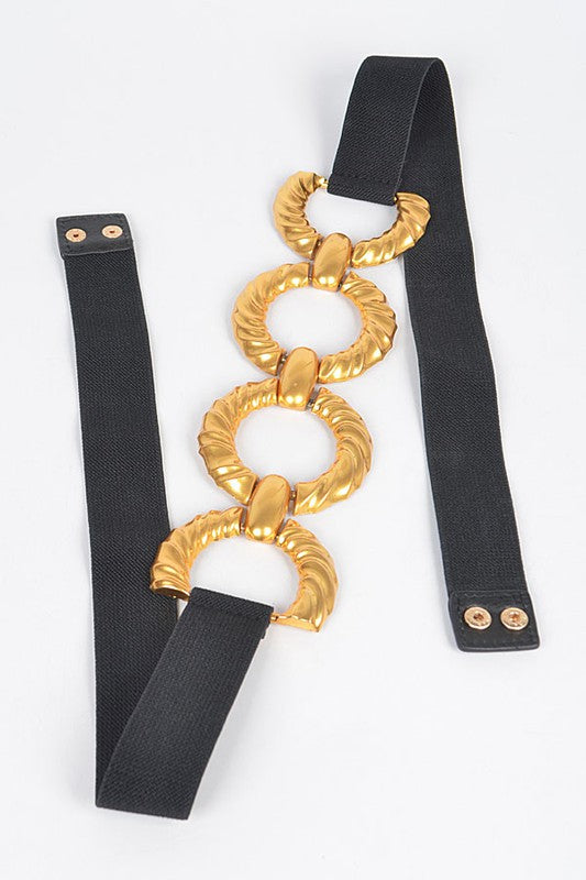 Gold Circles  Buckle Elastic Belt