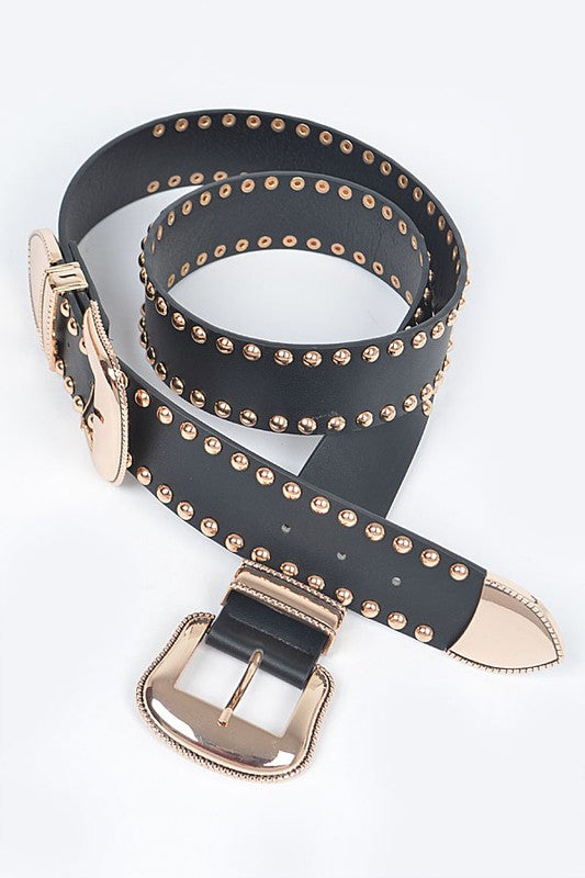 Studded Double Buckle Belt