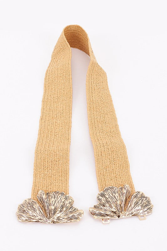 Metal Buckle Straw Belt