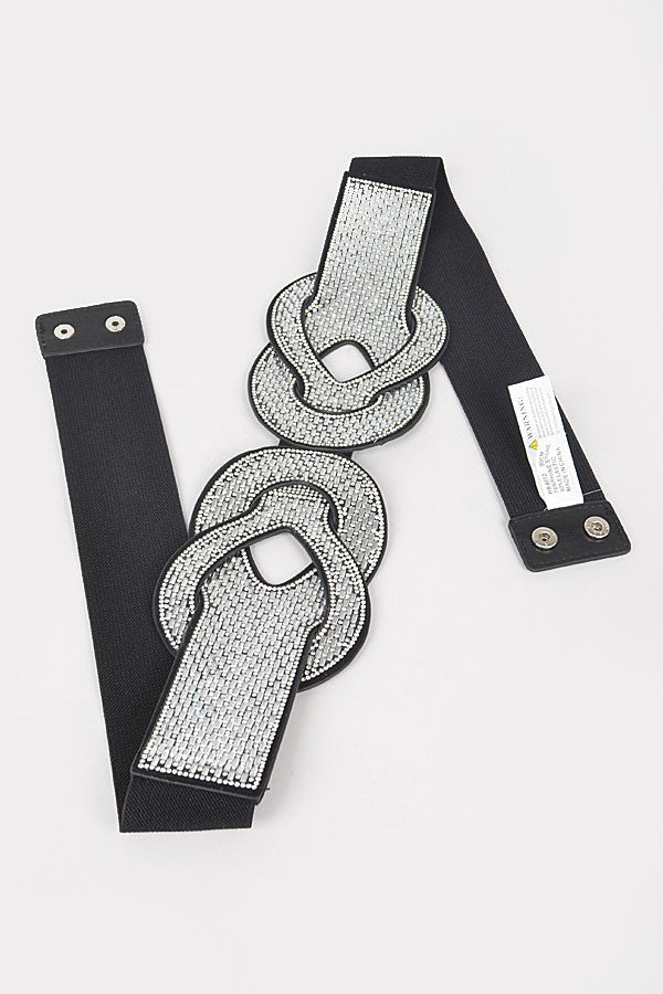 Multi Rhinestone Elastic Belt