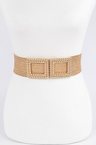 Textured Double Buckle Elastic Belt