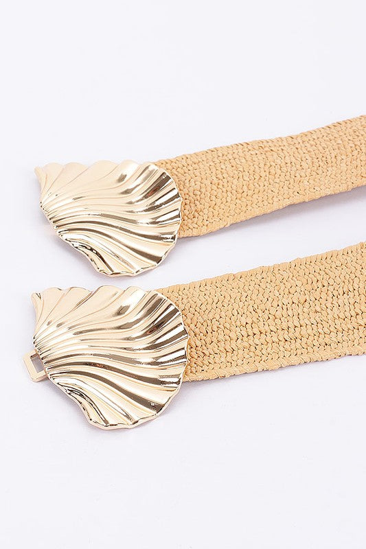 Flower Buckle Straw Belt