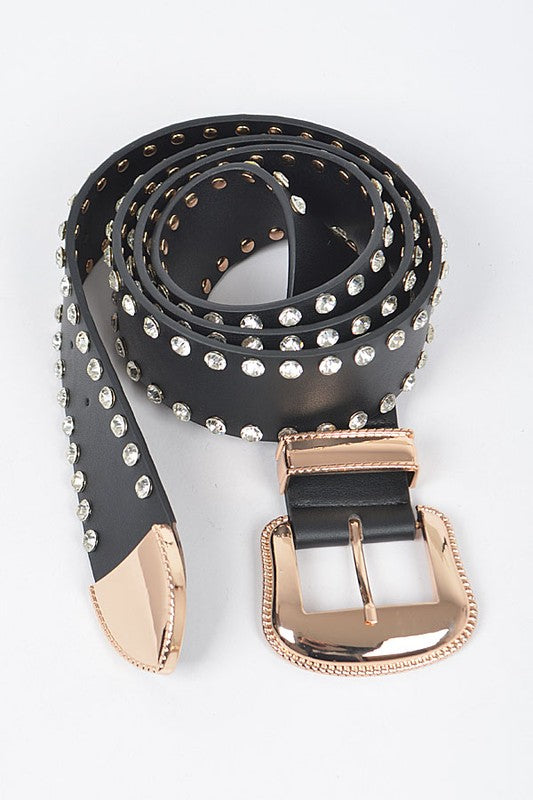 Rhinestone Trimmed Metal Belt